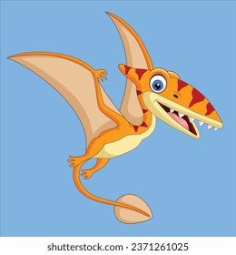 Cartoon Pterosaurus isolated character design illustration