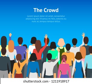 Cartoon Public Politician Card People Concept Flat Design Style on a Blue. Vector illustration