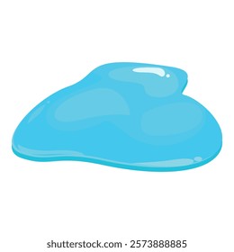 Cartoon puddle of bright blue liquid spreading on a surface