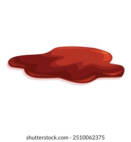 Poça de desenhos animados de líquido vermelho espalhando no chão, isolado sobre fundo branco