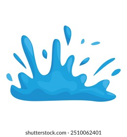 Cartoon puddle of water with drops splashing making an irregular shape
