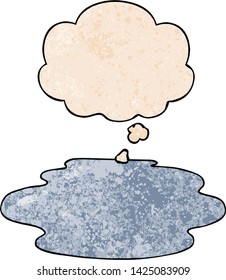 charco de agua de dibujos animados con burbuja de pensamiento al estilo de textura gruesa