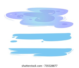 Cartoon puddles set. Vector illustration isolated on the white background