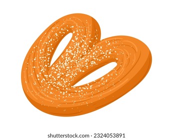 Cartoon puff pastry. Bakery tasty puff bun, sweet wheat baked pastry flat vector illustration. Flour confectionery