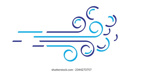 Cartoon puff of wind blow line symbol. Set, blowing wind, weather, environment. Gust pictogram. Smoky stream. Wind trails. Dust spray and smoky stream and wind blowing trails. Windy weather, forecast.