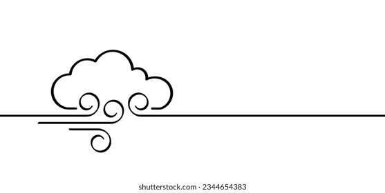 Cartoon puff of wind blow line symbol. Cloud, blowing wind, weather, environment. Gust pictogram. Smoky stream. Wind trails. Dust spray, smoky stream and wind blowing trails. Windy weather, forecast.