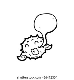 peixe-baiacu de desenho animado com balão