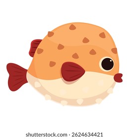 Cartoon puffer fish swimming, adorable sea creature for kids designs