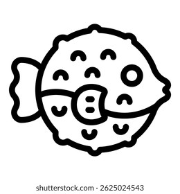 Cartoon puffer fish swimming underwater, simple and cute illustration for kids