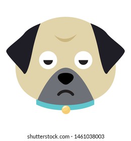 Cartoon pug face. Adorable little dog. Cute flat vector illustration.