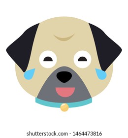 Cartoon pug face. Adorable little dog. Cute flat vector illustration.