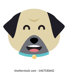 Cartoon pug face. Adorable little dog. Cute flat vector illustration.