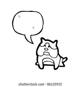 cartoon pug with speech bubble