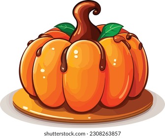 Cartoon Pumpkin cake tshirt design, Vector, illustration