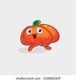 Cartoon Pumpkin character with emotions. Emotions character on white background. Pumpkin's emotions  stickers. Funny characters.