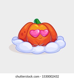 Cartoon Pumpkin character with emotions. Emotions character on white background. Pumpkin's emotions  stickers. Funny characters.