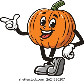 Cartoon pumpkin character is relaxing and finding an idea
