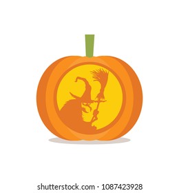 cartoon pumpkin with engraved wizards cartoon