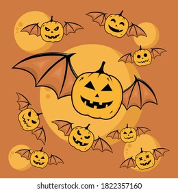 Cartoon Pumpkin Flying Halloween Party Illustration