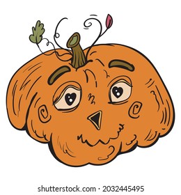 Cartoon Pumpkin Halloween or Illustration Vector, Seasonal Clip Art