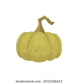 Cartoon pumpkin, halloween squash, fall harvest gourd. Pumpkin, squash and leaves vector symbol illustration. Autumn thanksgiving and halloween pumpkin icon on white background