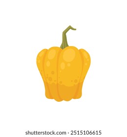 Cartoon pumpkin, halloween squash, fall harvest gourd. Pumpkin, squash and leaves vector symbol illustration. Autumn thanksgiving and halloween pumpkin icon on white background