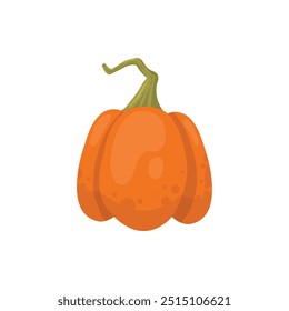 Cartoon pumpkin, halloween squash, fall harvest gourd. Pumpkin, squash and leaves vector symbol illustration. Autumn thanksgiving and halloween pumpkin icon on white background