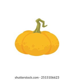 Calabaza de dibujos animados, calabaza de halloween, calabaza de cosecha de otoño. Ilustración de Vector de calabaza, calabaza y hojas. Icono de la calabaza de la acción de gracias del otoño y de halloween en el fondo blanco