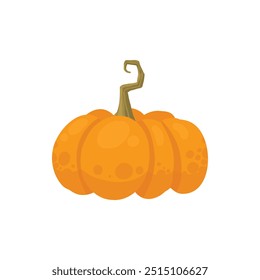 Cartoon pumpkin, halloween squash, fall harvest gourd. Pumpkin, squash and leaves vector symbol illustration. Autumn thanksgiving and halloween pumpkin icon on white background