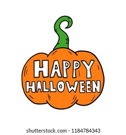 Cartoon pumpkin of Halloween,Hand drawn,Vector,Illustrations.
