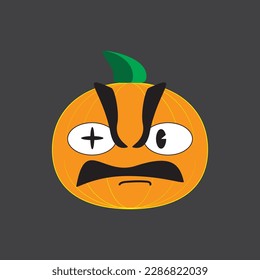 Cartoon Pumpkin Haloween Emotion Angry 2D Illustration