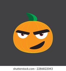 Cartoon Pumpkin Haloween Emotion Fake Smile 2D Illustration