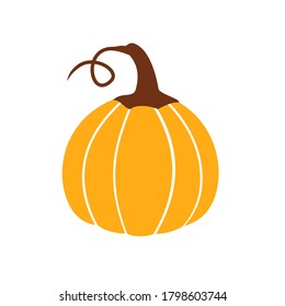 Cartoon pumpkin icon isolated on white background vector illustration.