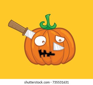 Cartoon Pumpkin And Knife vector