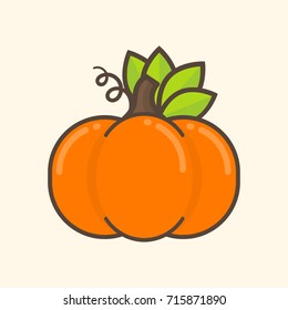 cartoon pumpkin with leaves
