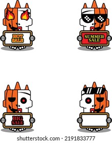 cartoon pumpkin mascot character halloween cute skull vector illustration set bundle summer sale
