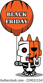 cartoon pumpkin mascot character vector illustration halloween cute skull black friday