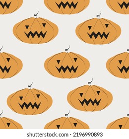 Cartoon pumpkin seamless pattern. Halloween seamless pattern for backgrounds, prints, and wrapping paper. Jack o lantern print.