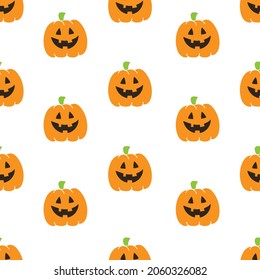 Cartoon pumpkin seamless pattern. Jack lantern pattern. Vector.