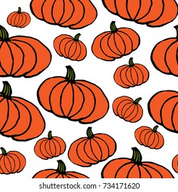 Cartoon pumpkin seamless pattern. Vector illustration.