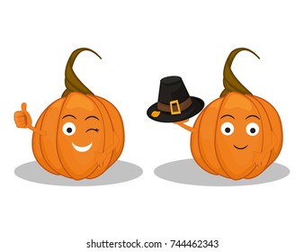 Cartoon pumpkin smile. Vector illustration