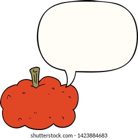 cartoon pumpkin with speech bubble