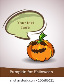 Cartoon pumpkin with speech bubble