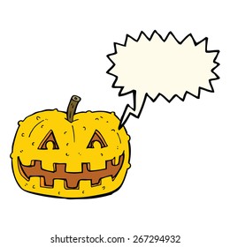 calabaza de caricatura con burbuja de habla