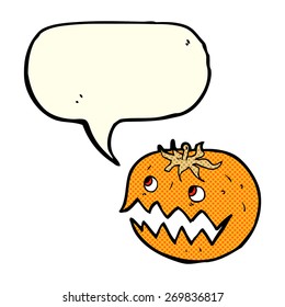 cartoon pumpkin with speech bubble