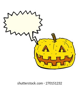 calabaza de caricatura con burbuja de habla