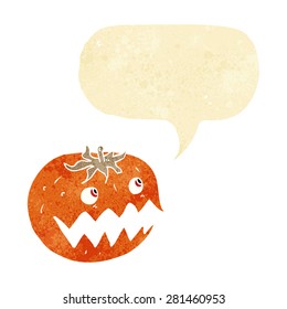 calabaza de caricatura con burbuja de habla