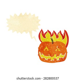 cartoon pumpkin with speech bubble