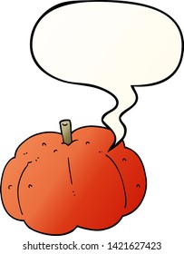 cartoon pumpkin with speech bubble in smooth gradient style