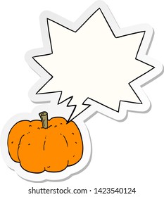 cartoon pumpkin with speech bubble sticker